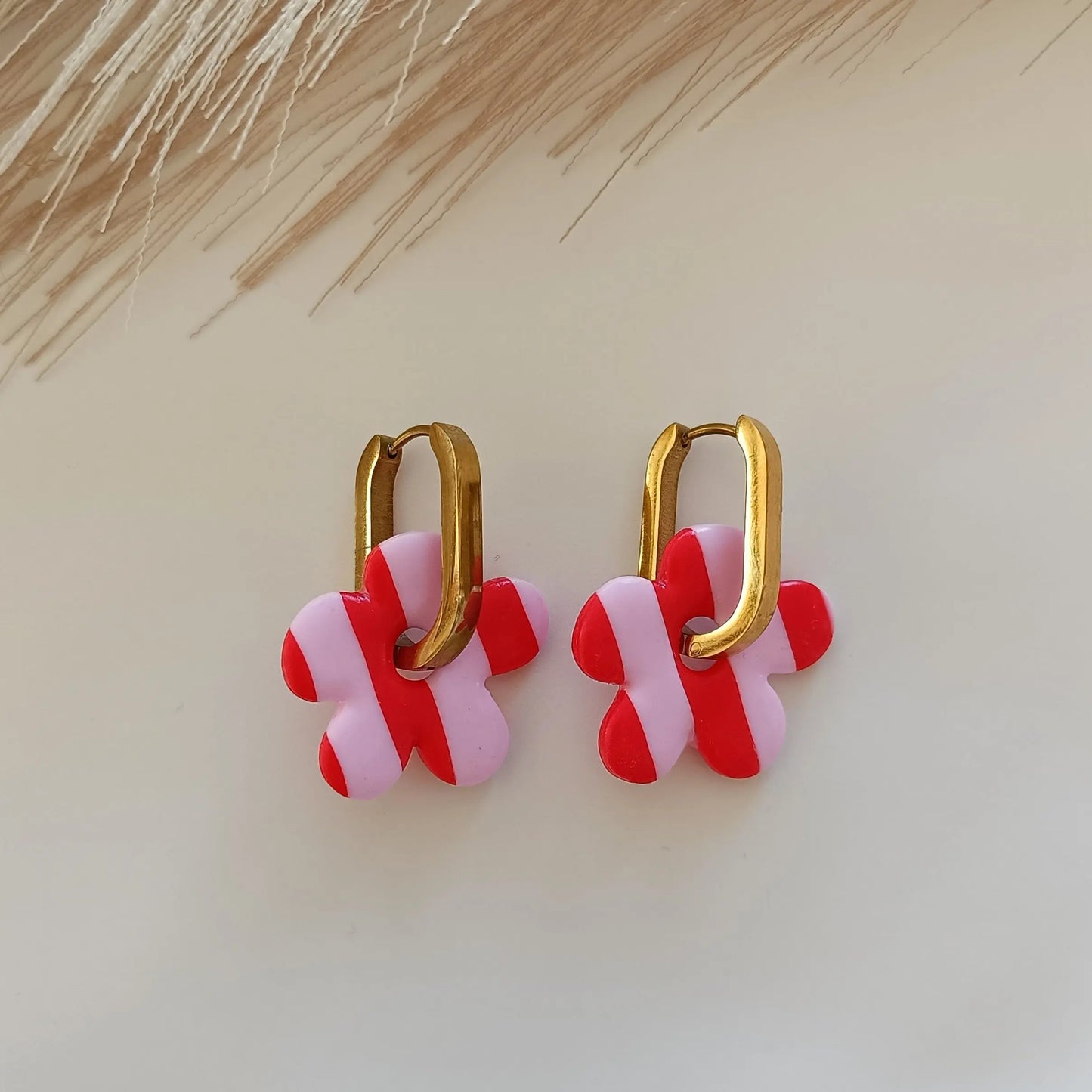 Pampilles rayées rose et rouge Osez Bijoux
