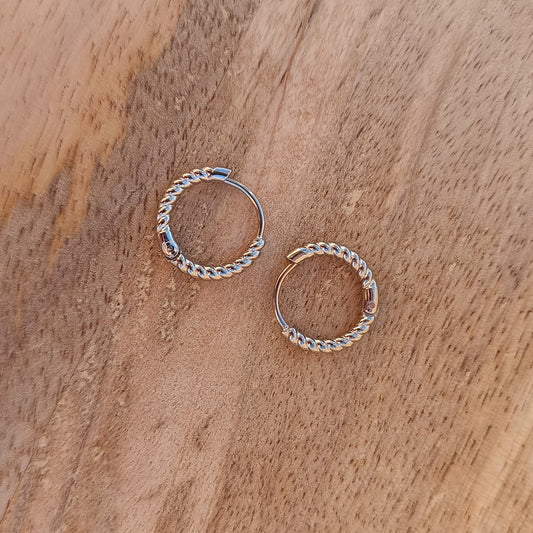 Créoles rondes torsadées 13mm