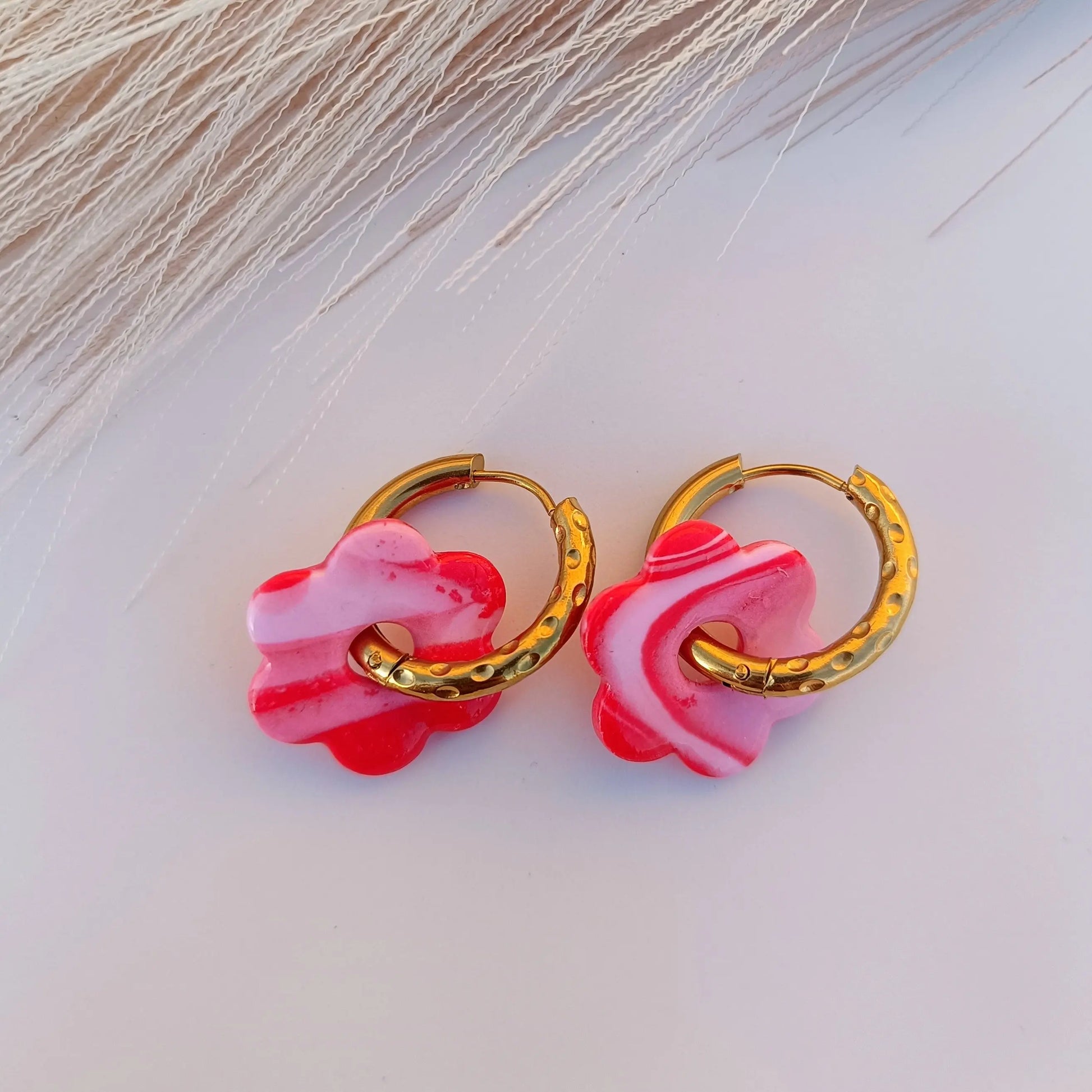 Pampilles Rose Rouge effet marbre - Osez Bijoux