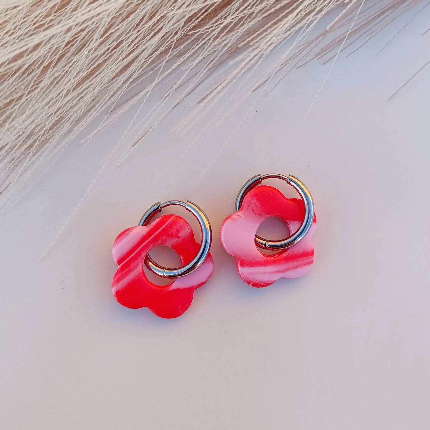 Pampilles Rose Rouge effet marbre - Osez Bijoux