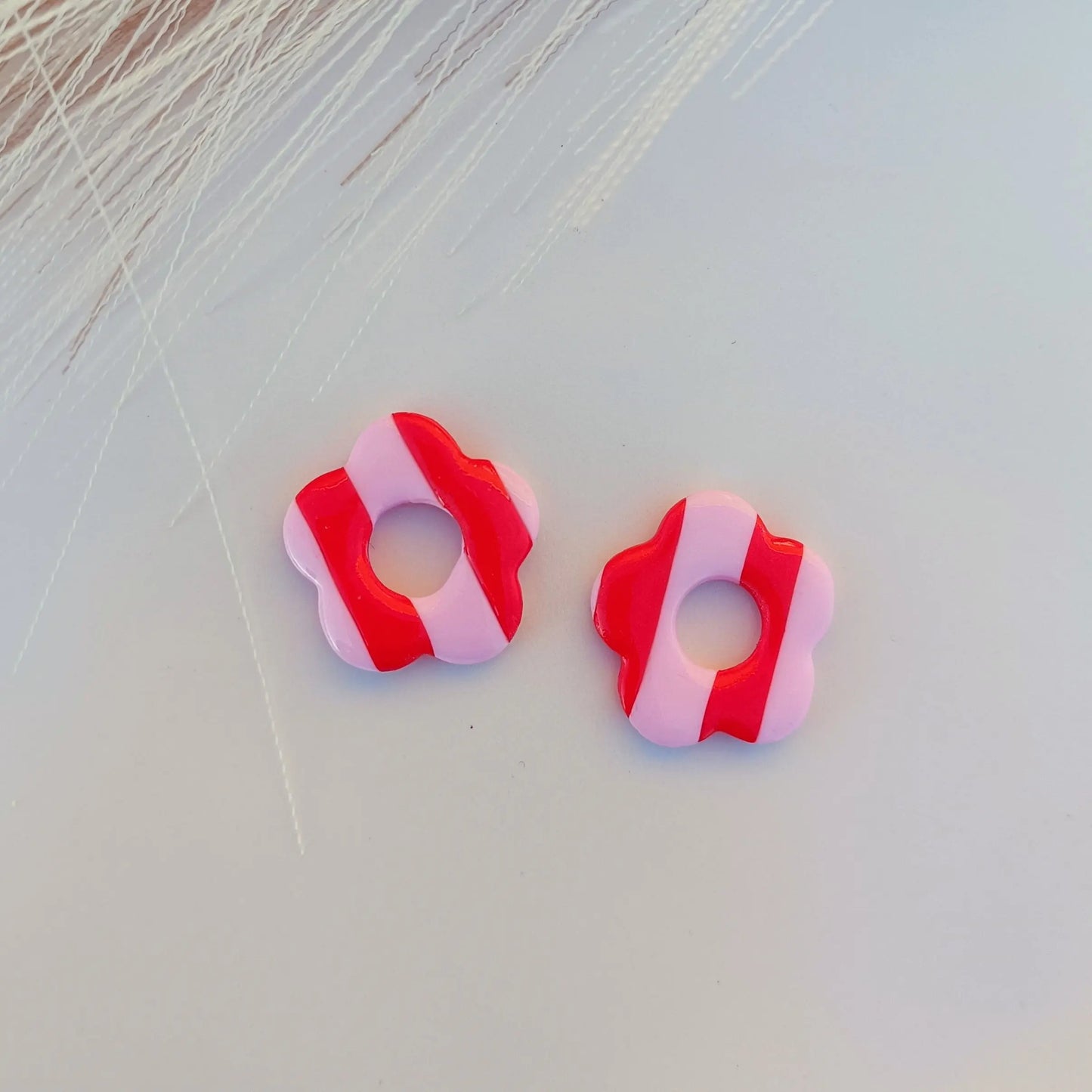 Pampilles rayées rose et rouge - Osez Bijoux