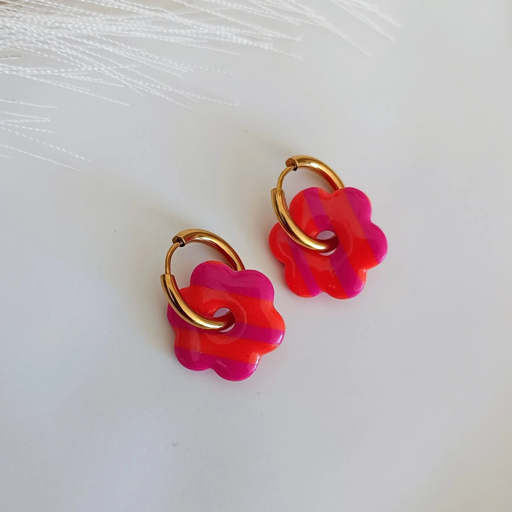 Pampilles Rose-Orange rayées - Osez Bijoux