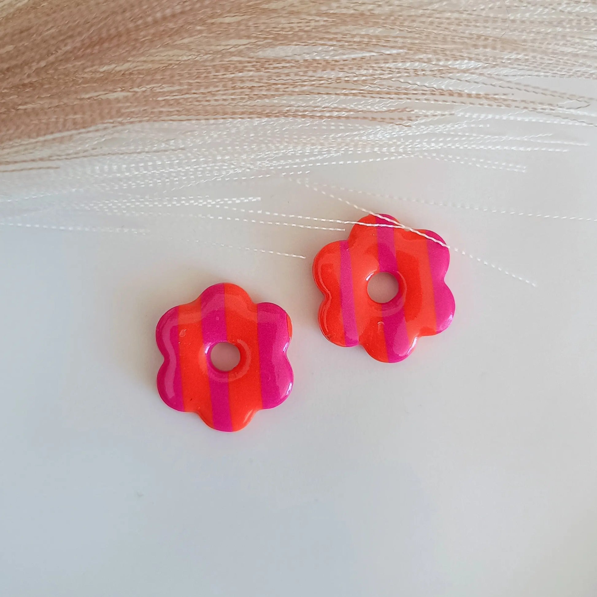 Pampilles Rose-Orange rayées - Osez Bijoux
